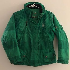 Spyder Green Ski Snow Puffer Jacket Boys Size 10